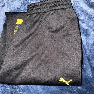 Puma Black and Yellow Sweatpants Athletic Joggers